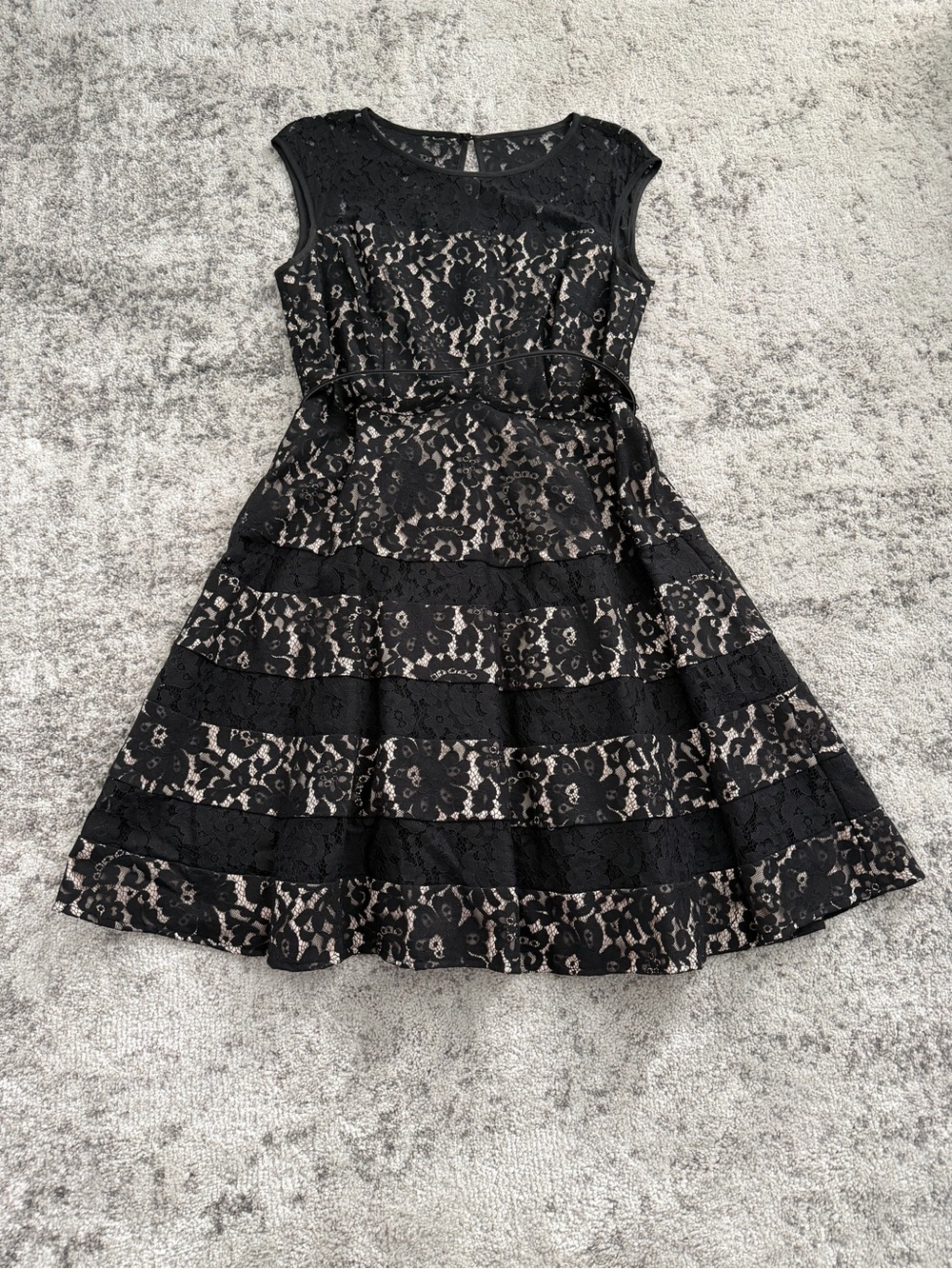 Eliza J Black Lace Fit-and-Flare Party Dress